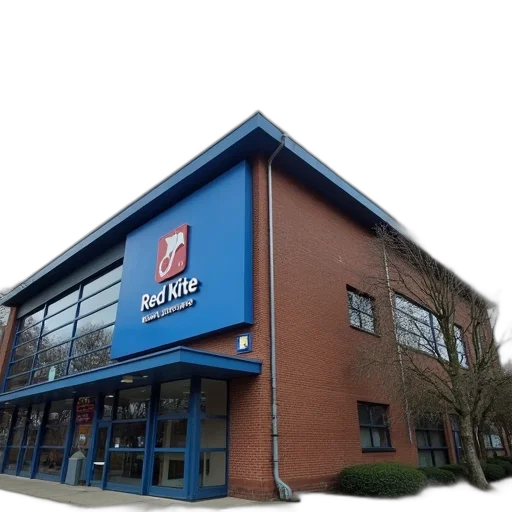 building, large, blue, white, sign, side, featuring, logo transparent PNG cut-out