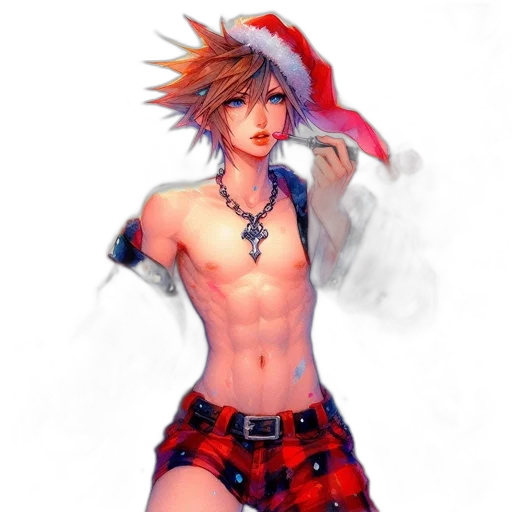 fantasy art, pixel art, concept art, photorealistic, animated, figure, santa, attire transparent PNG cut-out