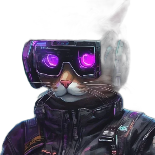 mask, robot, face, jacket, cyberpunk, concept art, vaporwave, 3d render transparent PNG cut-out