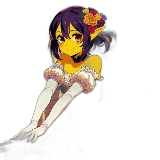 flower, dress, staff, crown, anime, fantasy art, pixel art, concept art transparent PNG cut-out
