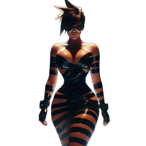 dress, concept art, comic book art, 3d render, fantasy art, dark, woman, stands transparent PNG cut-out