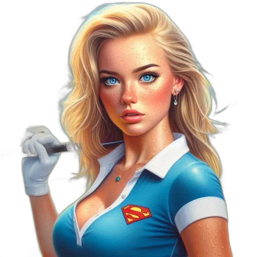 face, staff, dress, comic book art, photorealistic, fantasy art, cartoon, blue transparent PNG cut-out