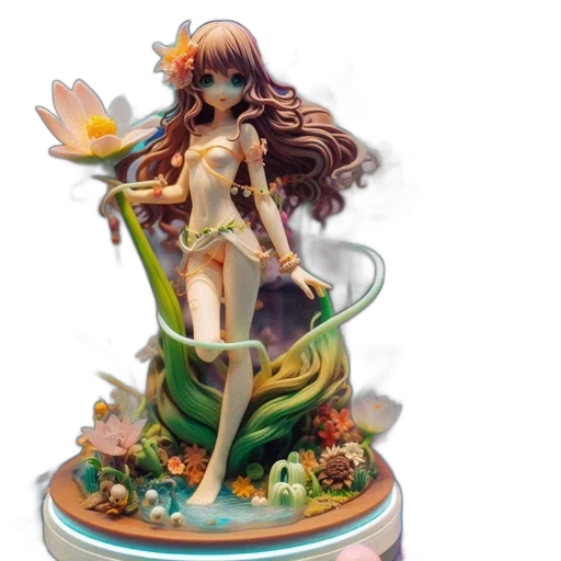 concept art, fantasy art, 3d render, figurine, female, character, brown, hair transparent PNG cut-out