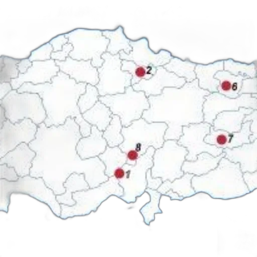 map, turkey, highlighting, important, lead-zinc, deposits, numbered, markers transparent PNG cut-out