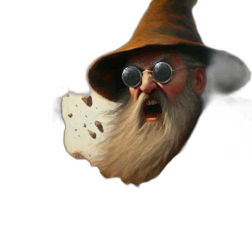 hat, mask, staff, creature, concept art, fantasy art, 3d render, photorealistic transparent PNG cut-out