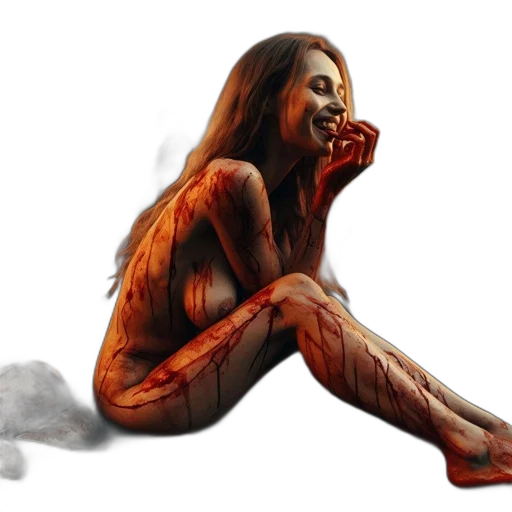 creature, concept art, photorealistic, comic book art, fantasy art, fire, red, woman transparent PNG cut-out