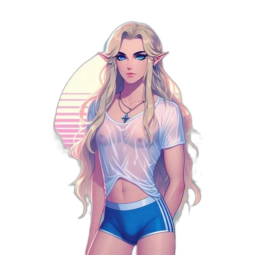 staff, dress, fantasy art, pixel art, concept art, vaporwave, pastel, neon transparent PNG cut-out