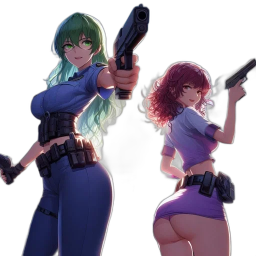 weapon, concept art, anime, cyberpunk, pixel art, green, pastel, two transparent PNG cut-out