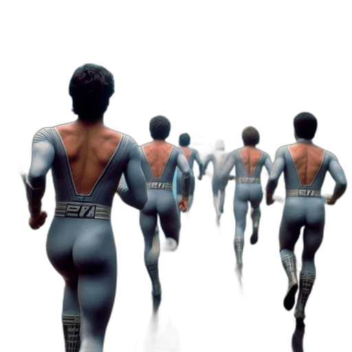 concept art, 3d render, comic book art, pixel art, group, humanoids, wearing, distinctive transparent PNG cut-out
