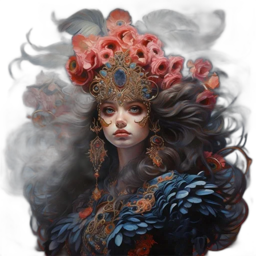 crown, mask, face, fantasy art, concept art, photorealistic, oil painting, underwater transparent PNG cut-out