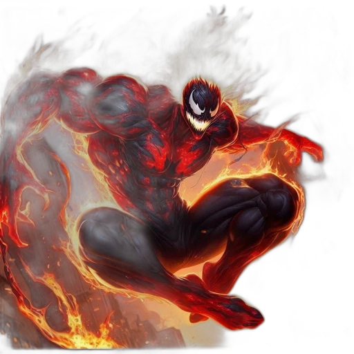 mask, comic book art, concept art, fantasy art, photorealistic, fire, red, muscular transparent PNG cut-out