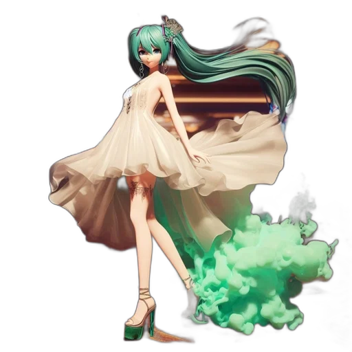 dress, creature, hair, staff, concept art, fantasy art, pixel art, anime transparent PNG cut-out