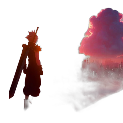 sword, dragon, weapon, concept art, fantasy art, anime, pixel art, fog transparent PNG cut-out
