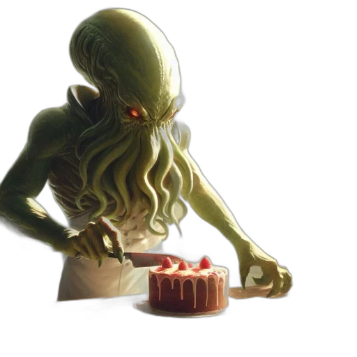creature, food, concept art, fantasy art, 3d render, photorealistic, underwater, octopus-like transparent PNG cut-out