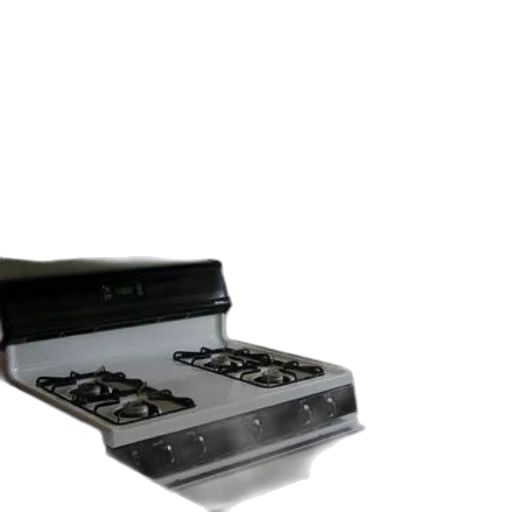 3d render, white, kitchen, black, stove, top, oven, cabinets transparent PNG cut-out