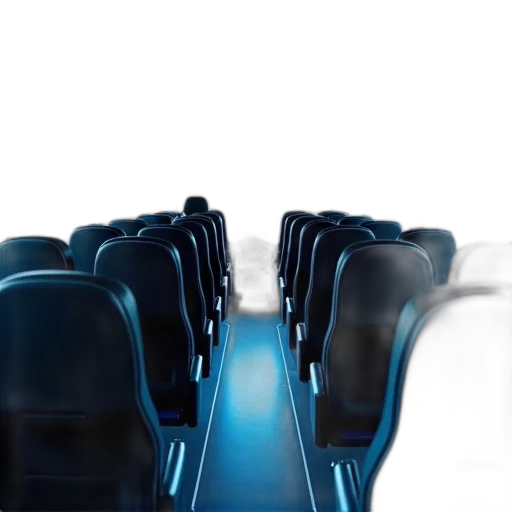 furniture, 3d render, concept art, blue, interior, modern, bus, rows transparent PNG cut-out
