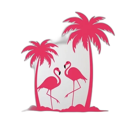 staff, vaporwave, concept art, cartoon, red, flamingo, palm, tree transparent PNG cut-out