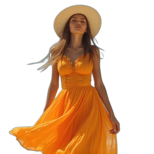 dress, hat, photorealistic, golden transparent PNG cut-out