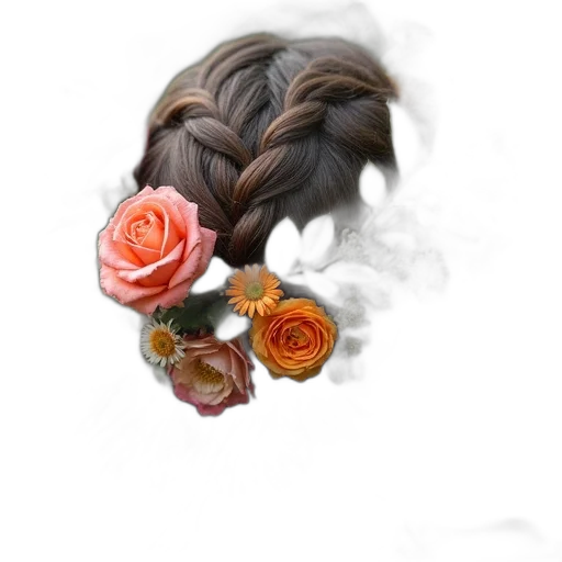 hair, crown, flower, jewelry, photorealistic, watercolor, oil painting, fantasy art transparent PNG cut-out