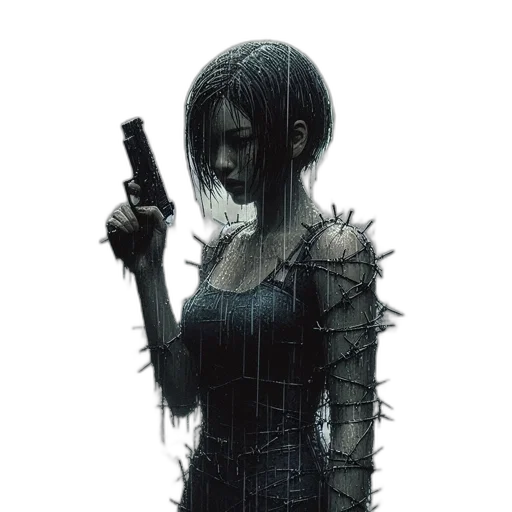 weapon, dress, staff, creature, concept art, comic book art, pixel art, cyberpunk transparent PNG cut-out