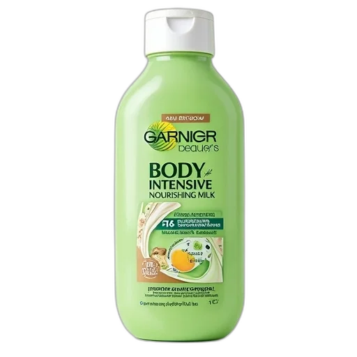 bottle, garnier, body, intensive, nourishing, milk, new, label transparent PNG cut-out