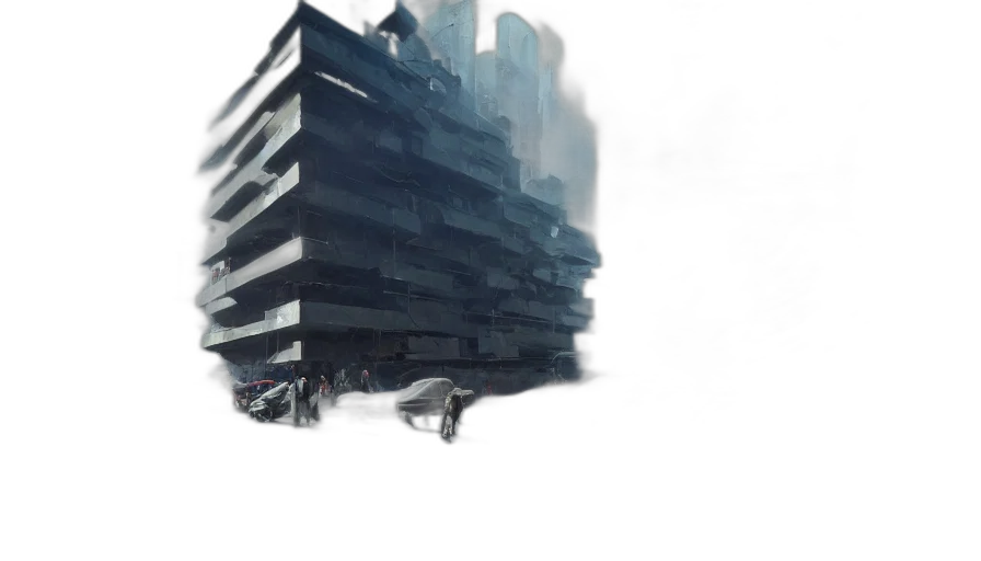 building, robot, concept art, cyberpunk transparent PNG cut-out
