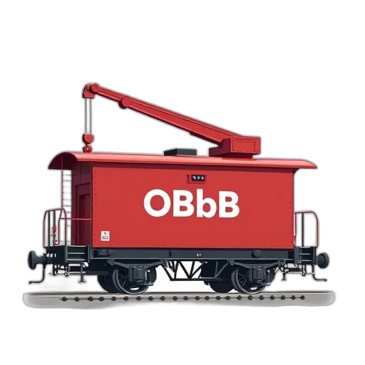 robot, 3d render, red, train, letters, obbb, side, depicted transparent PNG cut-out