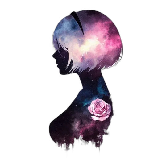 flower, face, dress, mask, concept art, fantasy art, watercolor, pixel art transparent PNG cut-out