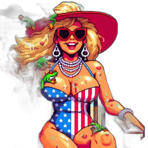 cartoon, pixel art, comic book art, concept art, woman, wearing, sunglasses, hat transparent PNG cut-out