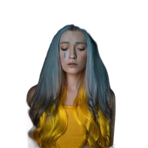 hair, dress, face, crown, photorealistic, 3d render, concept art, vaporwave transparent PNG cut-out