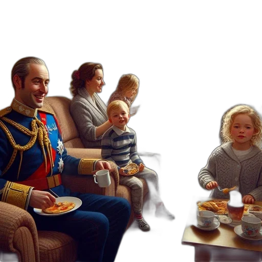 crown, robot, food, jacket, photorealistic, concept art, oil painting, 3d render transparent PNG cut-out