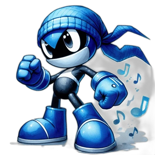 robot, pixel art, concept art, cartoon, 3d render, blue, animated, character transparent PNG cut-out