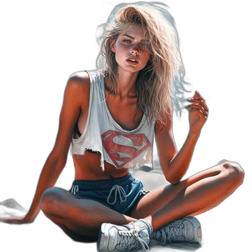 face, hair, comic book art, photorealistic, concept art, oil painting, neon lights, neon transparent PNG cut-out