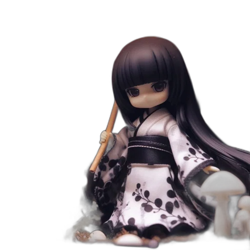 3d render, concept art, anime, fantasy art, monochrome, dark, figure, donning transparent PNG cut-out