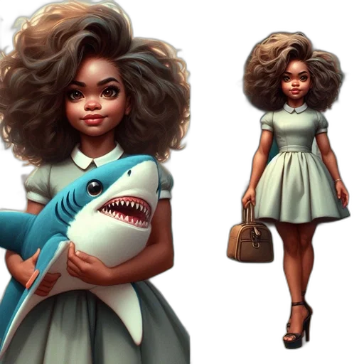 concept art, 3d render, fantasy art, comic book art, two, images, young, woman transparent PNG cut-out