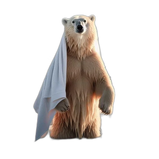 animal, creature, dress, jacket, concept art, 3d render, upright, polar transparent PNG cut-out