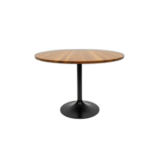 furniture, 3d render, wooden, table, circular, top, black, metal transparent PNG cut-out