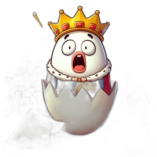 crown, concept art, fantasy art, 3d render, pixel art, egg-shaped, character, wearing transparent PNG cut-out