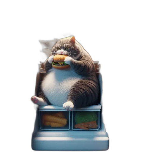 food, animal, robot, staff, concept art, photorealistic, 3d render, cat transparent PNG cut-out