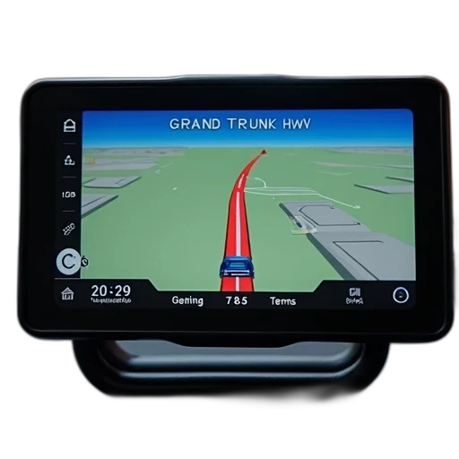 digital, gps, device, displays, map, red, arrow, indicating transparent PNG cut-out