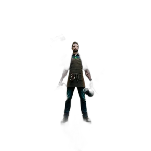 staff, jacket, robot, creature, 3d render, concept art, pixel art, comic book art transparent PNG cut-out