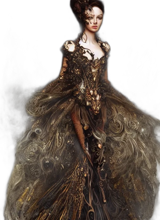 dress, jewelry, crown, fantasy art transparent PNG cut-out