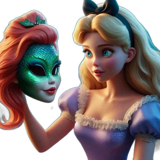 mask, face, 3d render, concept art, fantasy art, photorealistic, animated, mermaid-like transparent PNG cut-out