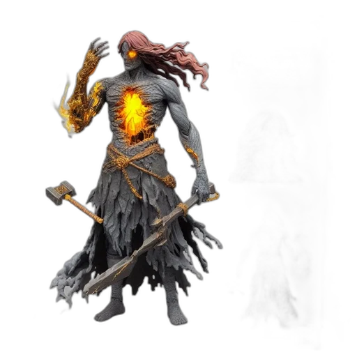 staff, creature, mask, weapon, concept art, fantasy art, 3d render, pixel art transparent PNG cut-out