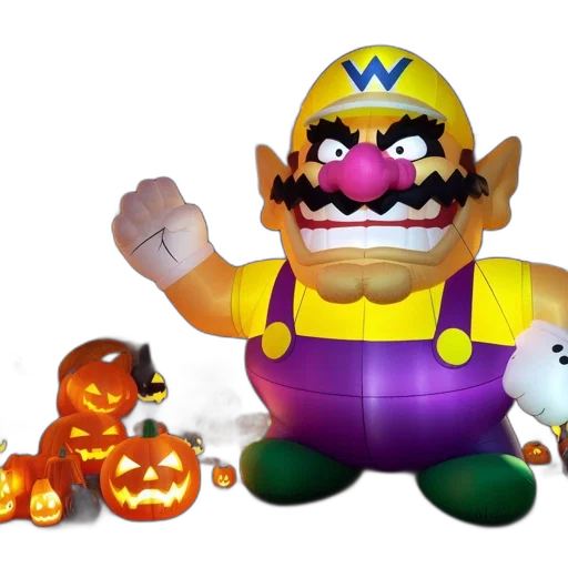 creature, 3d render, concept art, pixel art, oversized, inflatable, wario, stands transparent PNG cut-out