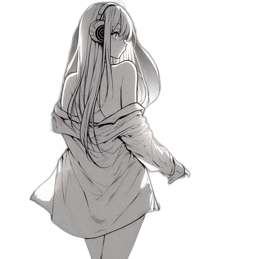 dress, creature, jacket, mask, concept art, anime, pencil sketch, watercolor transparent PNG cut-out
