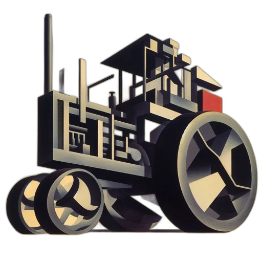robot, car, concept art, pixel art, 3d render, abstract, illustration, portrays transparent PNG cut-out