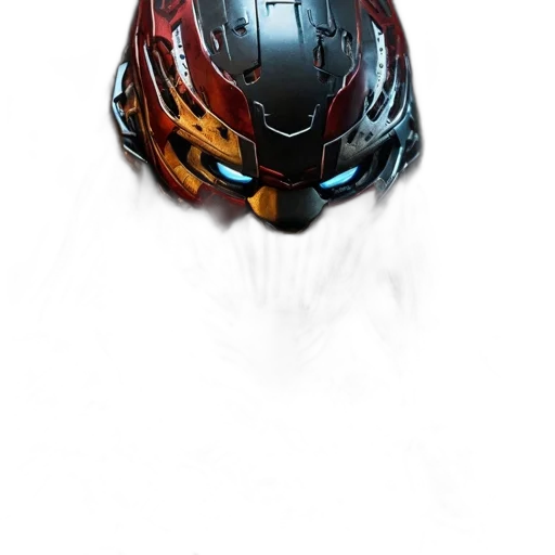 mask, robot, hat, weapon, concept art, 3d render, comic book art, photorealistic transparent PNG cut-out