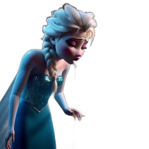 dress, crown, concept art, 3d render, fantasy art, cartoon, snow, blue transparent PNG cut-out