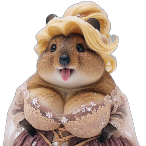 dress, animal, hat, face, 3d render, photorealistic, concept art, hamster transparent PNG cut-out